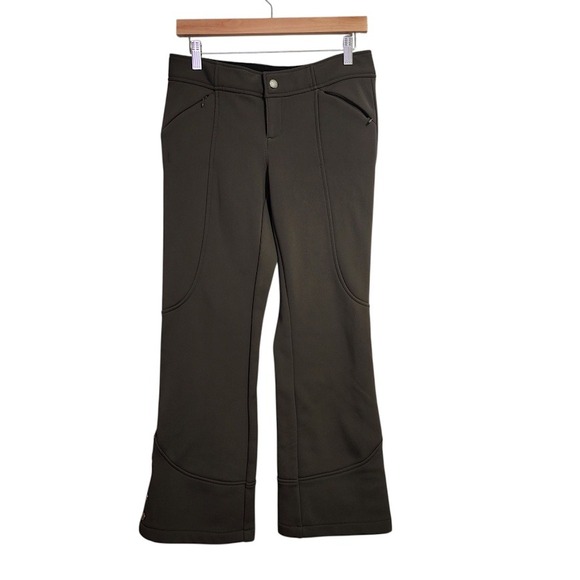 ATHLETA Snow Cruiser Pants Soft Shell Fleece Lined Dark Green 4P Petite - Picture 1 of 9